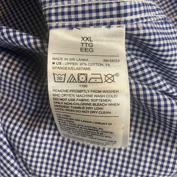 OLD NAVY Classic Signature Shirt Men's XXL Slim Blue Check long sleeve button up - Picture 6 of 7
